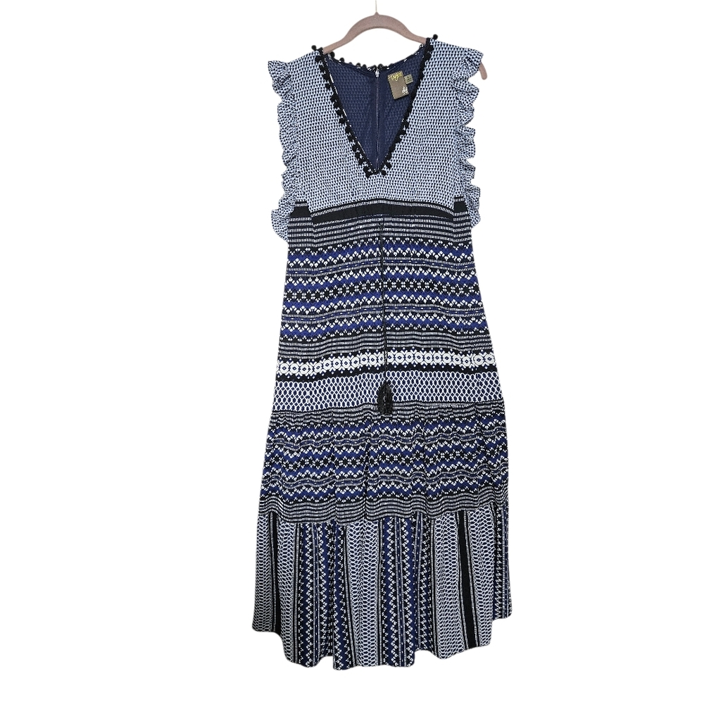 Taylor Ruffle Sleeve Mix Print V-Neck Maxi Dress - Picture 3 of 8